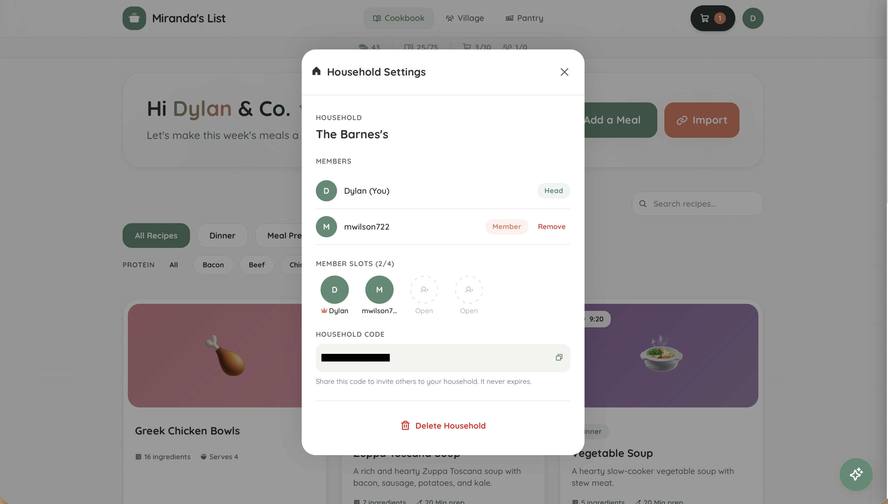 Household System on Desktop