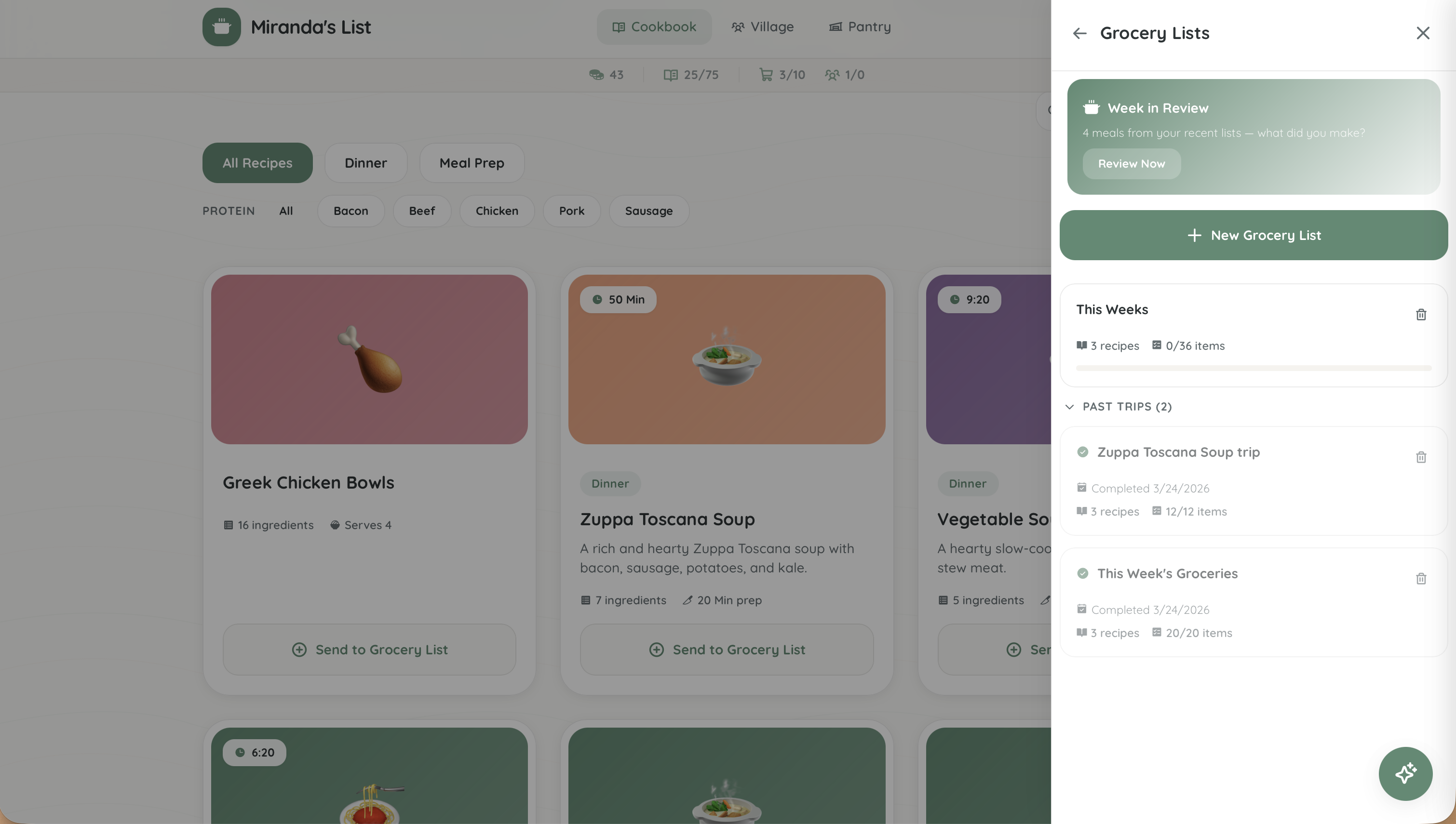 Grocery List Generation on Desktop