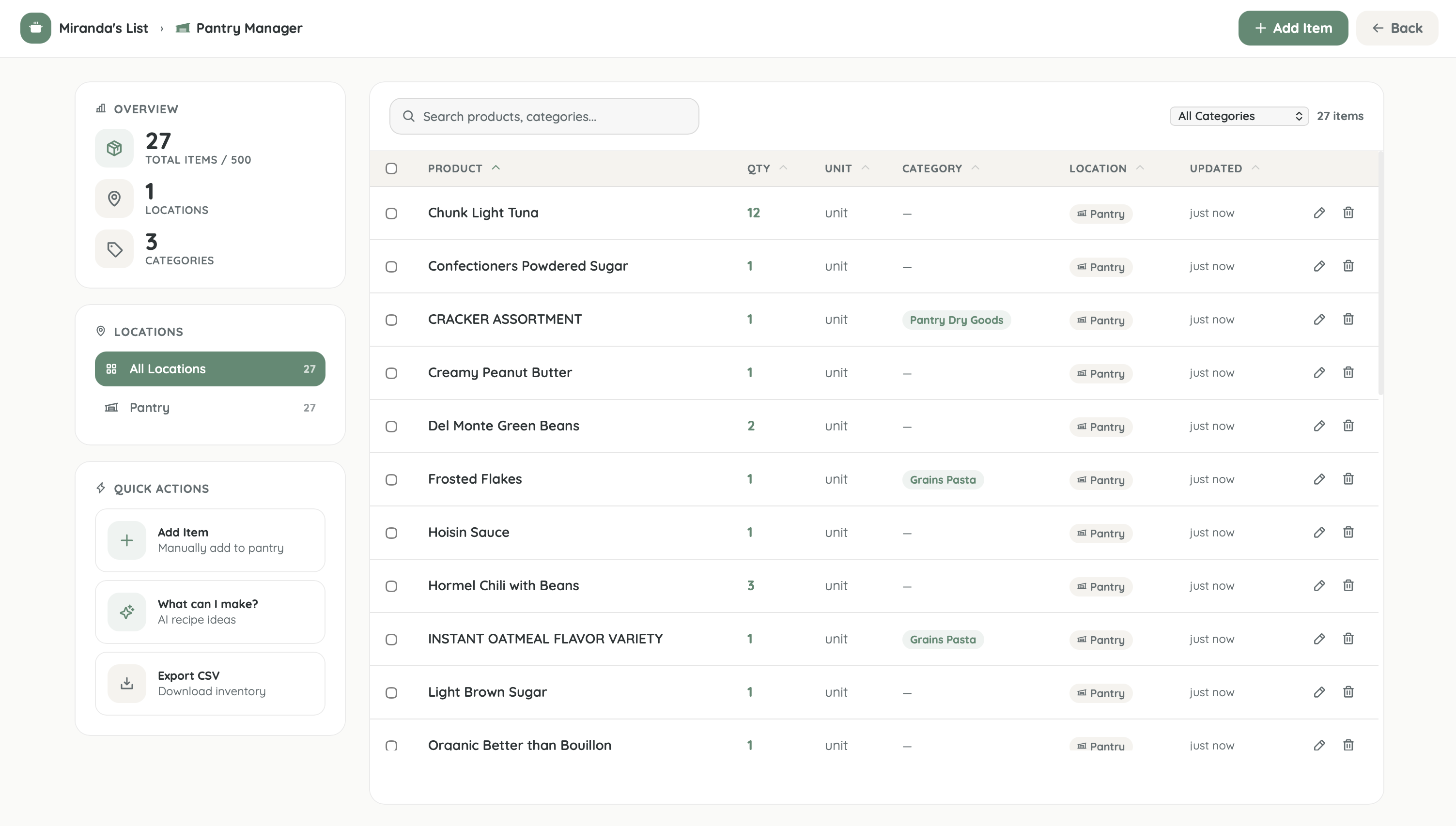 Pantry Manager on Desktop