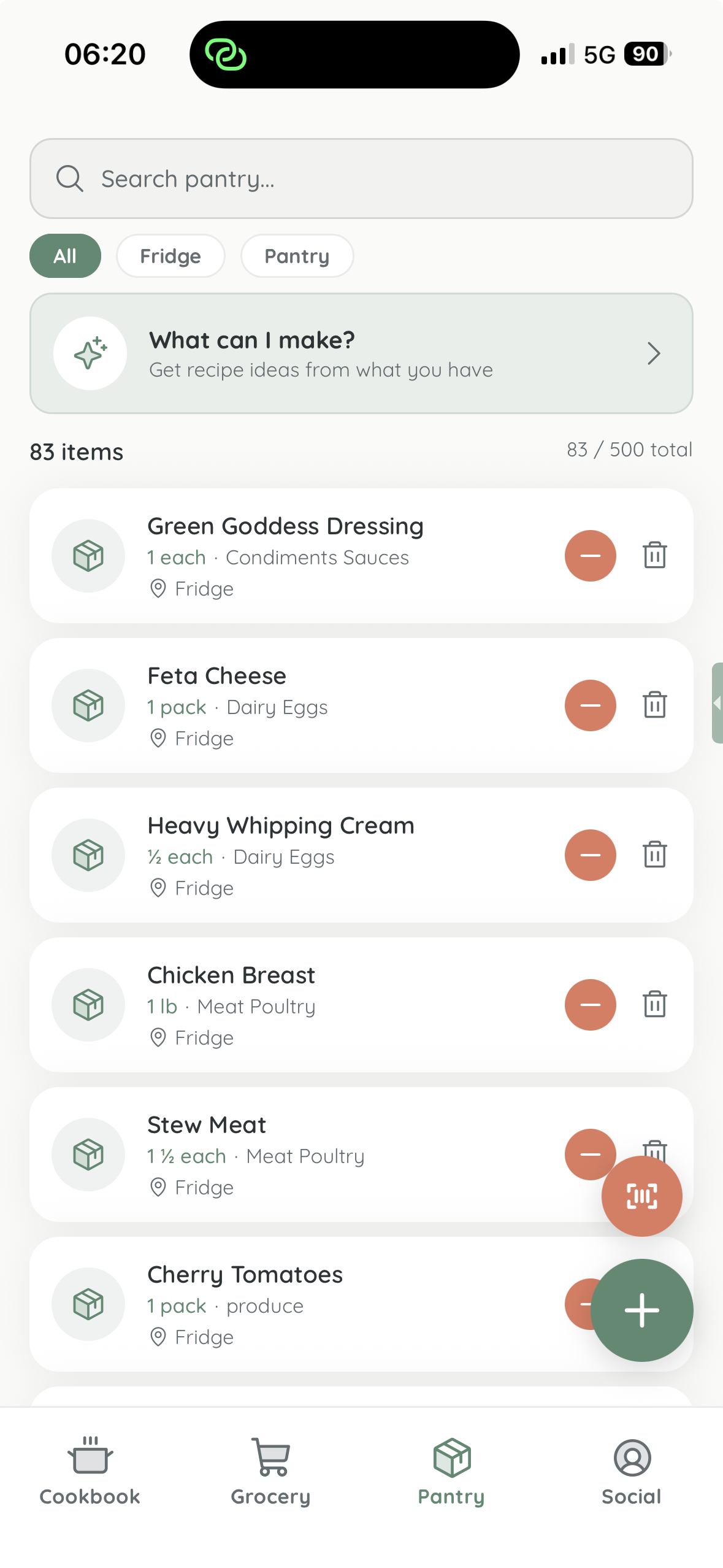 Pantry Manager on iPhone