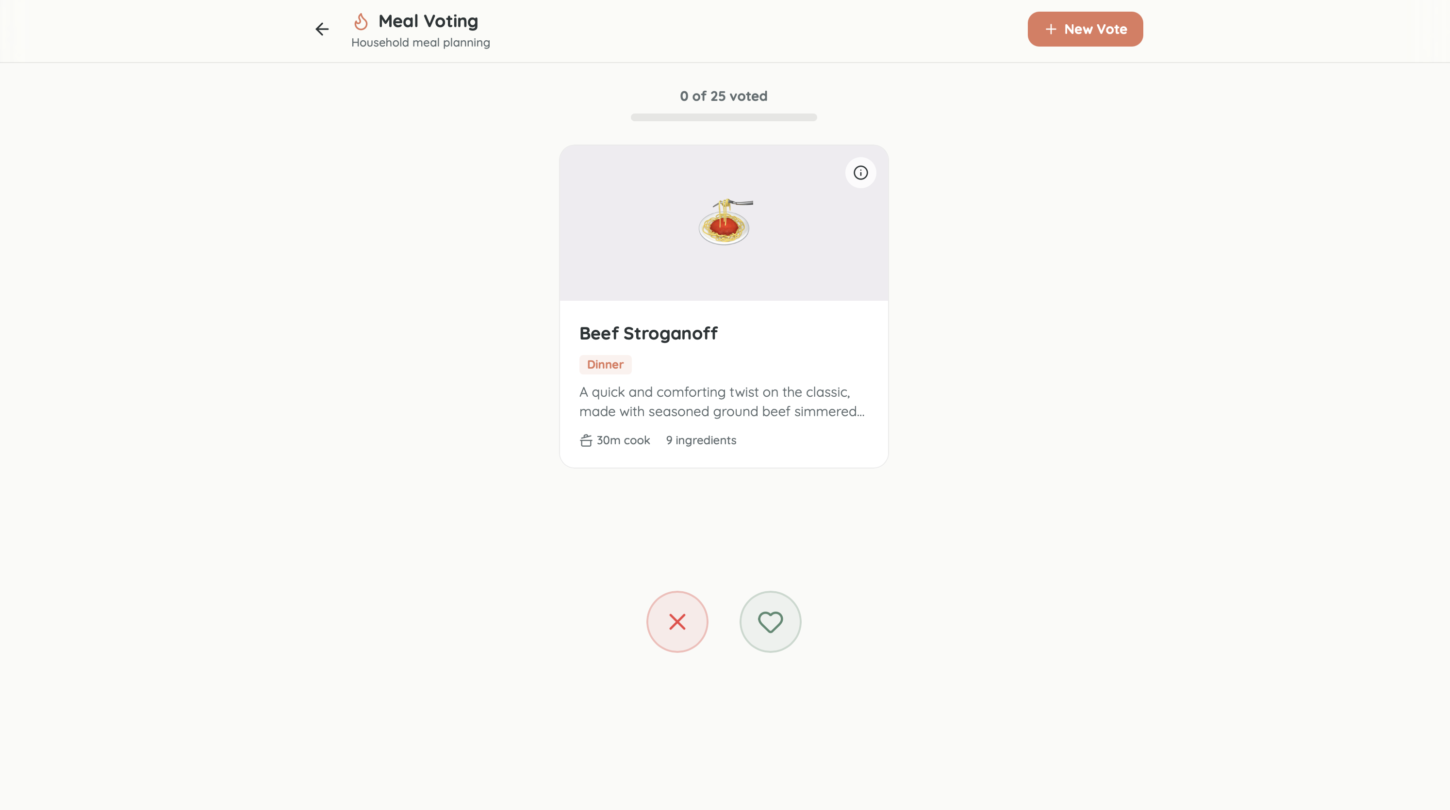 Meal Voting on Desktop